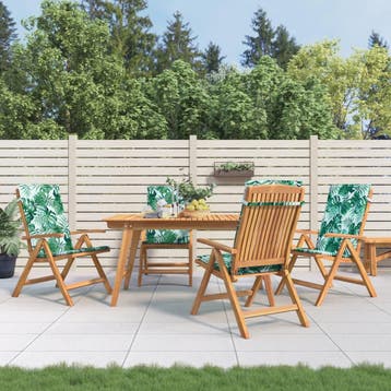 vidaXL Verstelbare klapstoelen met kussens, 4 stuks, massief, Verzenden, Nieuw, Hout