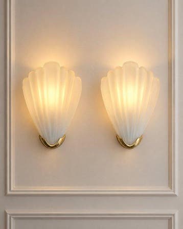 Wandlamp (2) - Glas, Messing - Vintage wandlampen