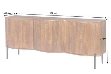 Dressoir GRANDEUR 180 cm 3D retrostijl mangohout bruin met, Ophalen of Verzenden, Nieuw