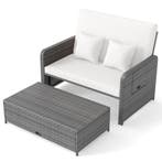 LIVSK Tuinbedset - Verstelbare Rugleuning - PE-Rotan en Meta, Verzenden, Nieuw