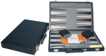 Backgammon Koffer Zwart effen (38 cm) | HOT Games -, Verzenden, Nieuw