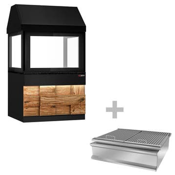 GGM Gastro | Houtskoolgrill TORONTO - 1110mm - houten front, Huis en Inrichting, Verzenden, Nieuw, Effen, Overige typen