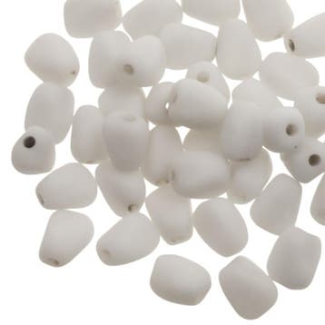 5 x Glaskralen Pebble Mat White (Pebble vintage glaskralen), Hobby en Vrije tijd, Ophalen of Verzenden, Nieuw, Kraal