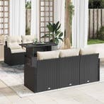 vidaXL Tuin Sofa Set met kussen met kussen 6 pcs Zwart Poly, Verzenden, Nieuw, Rotan, 6 zitplaatsen
