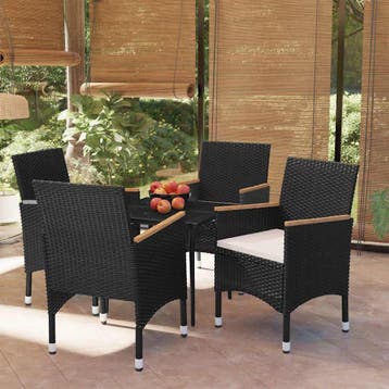 vidaXL 5-delige Tuinset met kussens zwart, Tuin en Terras, Verzenden, Nieuw, 4 zitplaatsen, Tuinset