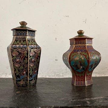 Pot (2) - Messing, Emaille