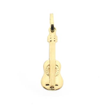 Gouden hanger van een Spaanse gitaar (Hanger of bedel), Ophalen of Verzenden, Gebruikt, Goud, Overige merken