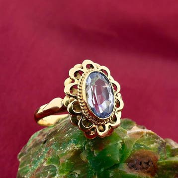 Gouden ring met aquamarijn, Gebruikt, Ophalen of Verzenden, Kleiner dan 17, Met edelsteen