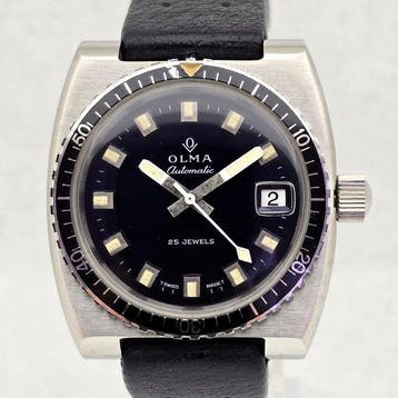 Olma - Automatic – Vintage Diver – 25 Jewels – Rotating, Nieuw