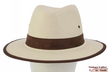 Gleufhoed Hawkins Panama wit met bruine rand 57, 58, 59, 60, Ophalen of Verzenden, Nieuw, Hawkins, Hoed