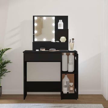 vidaXL Kaptafel met LED-verlichting 86,5x35x136 cm zwart, Minder dan 50 cm, 50 tot 100 cm, Verzenden, Nieuw