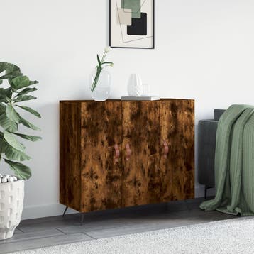 vidaXL Dressoir 90x34x80 cm bewerkt hout gerookt, Verzenden, Nieuw, Overige houtsoorten, Minder dan 50 cm