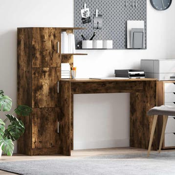 vidaXL Bureau Gerookt eiken 133.5 x 50 x 124 cm 2 st, Verzenden, Nieuw
