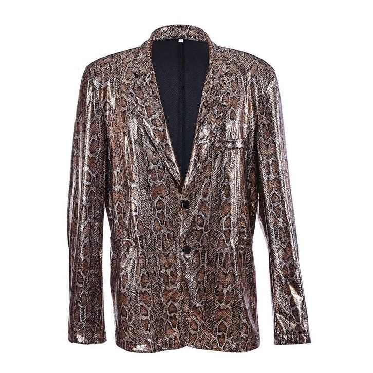 Slangenprint Metallic Blazer, Hobby en Vrije tijd, Feestartikelen, Feestartikel, Nieuw, Verzenden