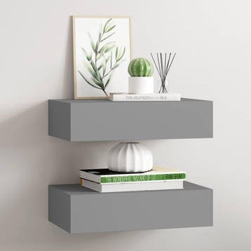vidaXL Wandschappen 2 st met lade 40x23,5x10 cm MDF grijs, Verzenden, Nieuw
