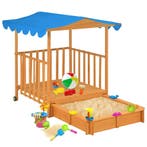 vidaXL Kinderspeelhuis met zandbak UV50 vurenhout blauw, Verzenden, Nieuw