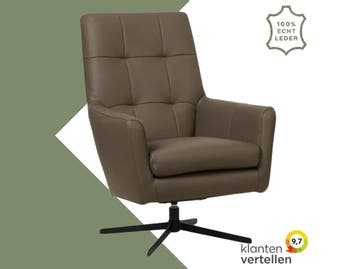 Leren draaifauteuil Central - Toledo Lever (bruin), Huis en Inrichting, Fauteuils, Nieuw, Ophalen of Verzenden, 75 tot 100 cm