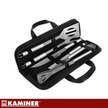 Kaminer 5-delige grillgereedschap set met koffer, zwart,..., Ophalen of Verzenden, Nieuw