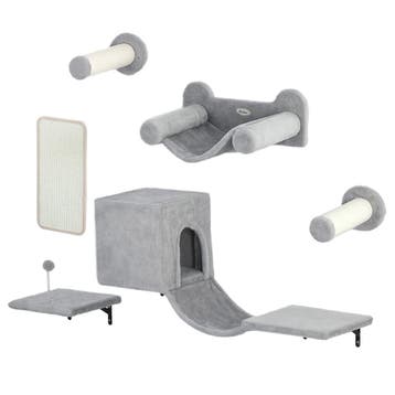 TRUUSK Katten Klimmuur Set - 6-delig - Met Kattenhuis - Hang, Verzenden, Nieuw