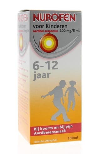 Nurofen 4% Kind aardbei suspensie suikervrij - 100 ml, Verzenden, Nieuw