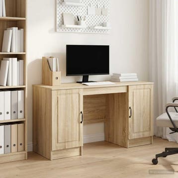 vidaXL Bureau Sonoma Eiken 142,5 x 50 x 75 cm Bewerkt hout, Verzenden, Nieuw