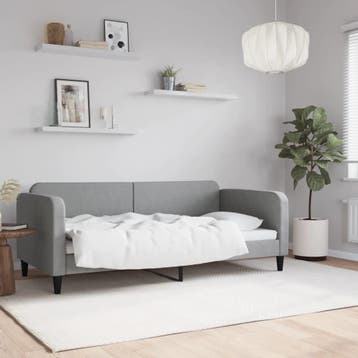 vidaXL Slaapbank 90x190 cm stof lichtgrijs, 90 cm, Eenpersoons, Verzenden, Nieuw