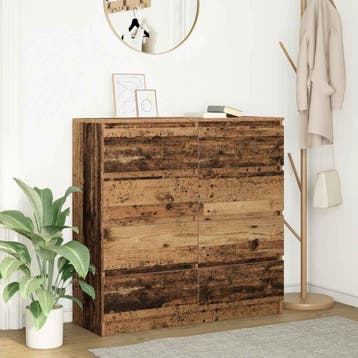 vidaXL Dressoir 100x35x99 cm spaanplaat oud hout, Verzenden, Nieuw, Overige houtsoorten, Minder dan 50 cm