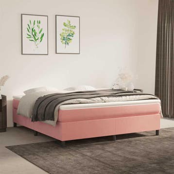vidaXL Boxspring bed fluweel roze 180x200 cm, Huis en Inrichting, Slaapkamer | Bedden, Eenpersoons, Verzenden, Nieuw, 80 cm
