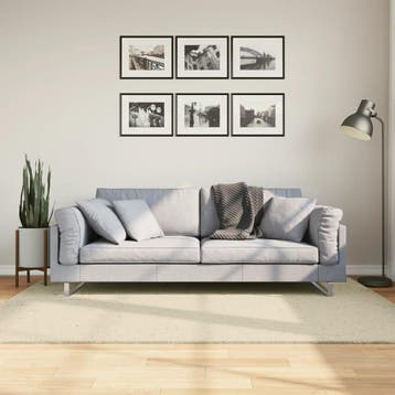 vidaXL Vloerkleed HUARTE laagpolig zacht wasbaar 140x200 cm, Verzenden, Nieuw, Crème