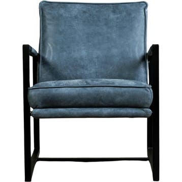 Set van 2 Leren fauteuils Secret - Kenia Denim (blauw), Nieuw, Ophalen of Verzenden, 50 tot 75 cm, Leer