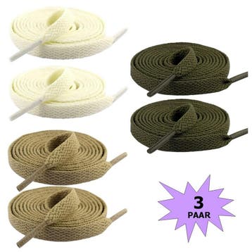 Fako Fashion - Schoenveters - Plat - 8mm - 120cm - 3 Paar -, Verzenden, Nieuw