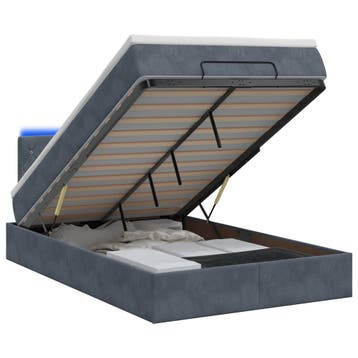 vidaXL Ottoman Bed met Matrassen en LED Donkergrijs 120 x, Verzenden, Nieuw, Grijs, Stof