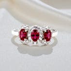 Zonder minimumprijs - Ring Verguld Robijn - Topaas - 18k, Sieraden, Tassen en Uiterlijk, Ringen, Nieuw
