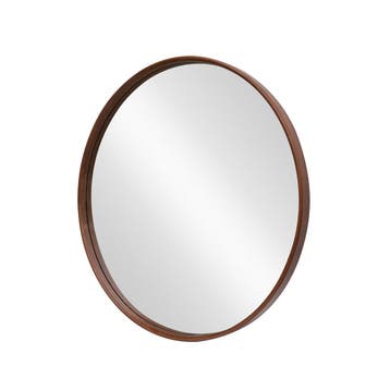 Wandspiegel PORTRET 70 cm rond met walnoothouten fineer -, Ophalen of Verzenden, Nieuw