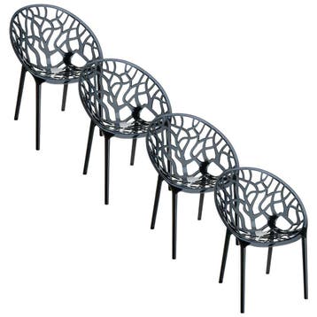 Garden Impressions Crystal tuinstoel zwart - 4 stuks, Verzenden, Nieuw