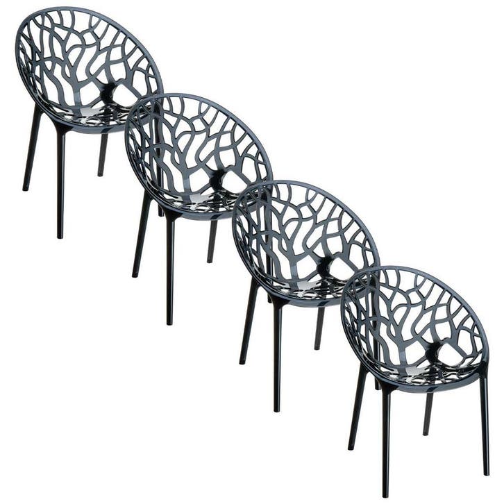 Garden Impressions Crystal tuinstoel zwart - 4 stuks, Tuin en Terras, Tuinsets en Loungesets, Verzenden