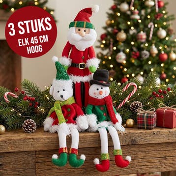 3 Stuks Pluche Kerstfiguren Wijnfleshouder  45 cm –, Verzenden, Nieuw