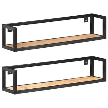 vidaXL Wandschappen 2 st 80 cm ruw mangohout, Huis en Inrichting, Woonaccessoires | Wandplanken en Boekenplanken, Verzenden, Nieuw