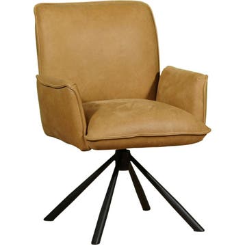 Leren draaibare eetkamerstoel Elite - Kenia Walnut (cognac), 60 tot 90 cm, Nieuw, Leer, Ophalen of Verzenden