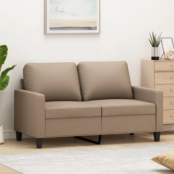 vidaXL Tweezitsbank 120 cm kunstleer cappuccinokleurig, Verzenden, Leer, Minder dan 150 cm, Nieuw