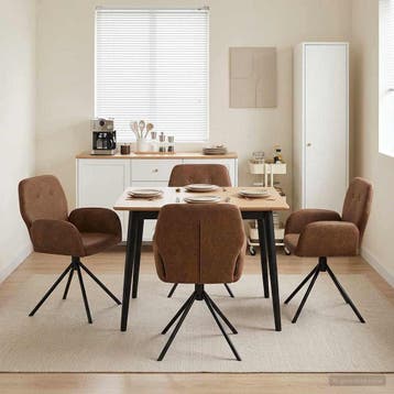 vidaXL Draai Eetstoelen 4 st Nep Suede Leer Bruin 54 x 55 x, Huis en Inrichting, Stoelen, Verzenden, Nieuw, Bruin