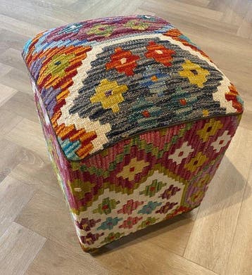 Kelim Poef(Ongebruikt/Nieuw) - Tapijt - 36 cm - 36 cm, Nieuw