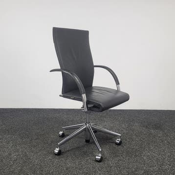 Directiestoel Ahrend 350 - Zwart Leder, Ophalen of Verzenden, Ergonomisch, Gebruikt, Bureaustoel