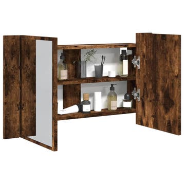 vidaXL Badkamerkast met spiegel LED 80x12x45 acryl gerookt, Verzenden, Nieuw