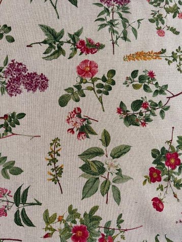 Heerlijke rustieke jacquard met bloemen lentestof