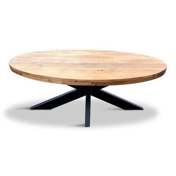 Salontafel Silvia Ovaal 130x70cm Mango Naturel, Huis en Inrichting, Ophalen of Verzenden, Nieuw