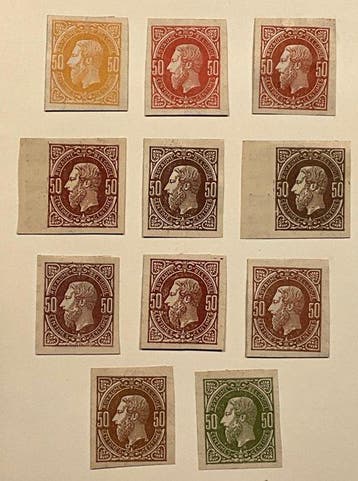 België 1869/1883 - Leopold II - Proefdrukken van het, Gestempeld