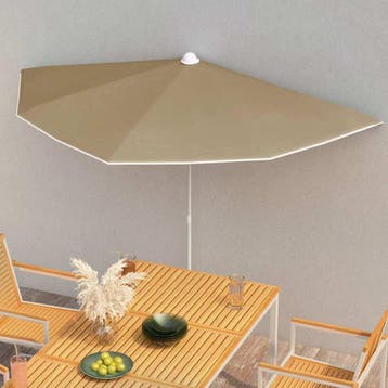 vidaXL Parasol half met paal 180x90 cm taupe, Verzenden, Nieuw, Minder dan 1 meter