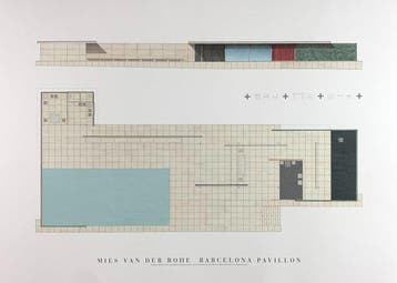 Ludwig Mies van der Rohe - Barcelona Pavillon - Artprint of