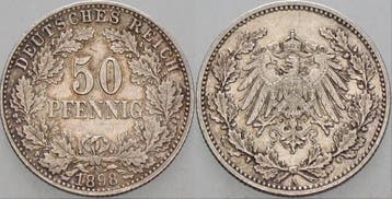 50 Pfennig 1898 A Kleinmunten-kaiserreich Grosser Adler, Verzenden